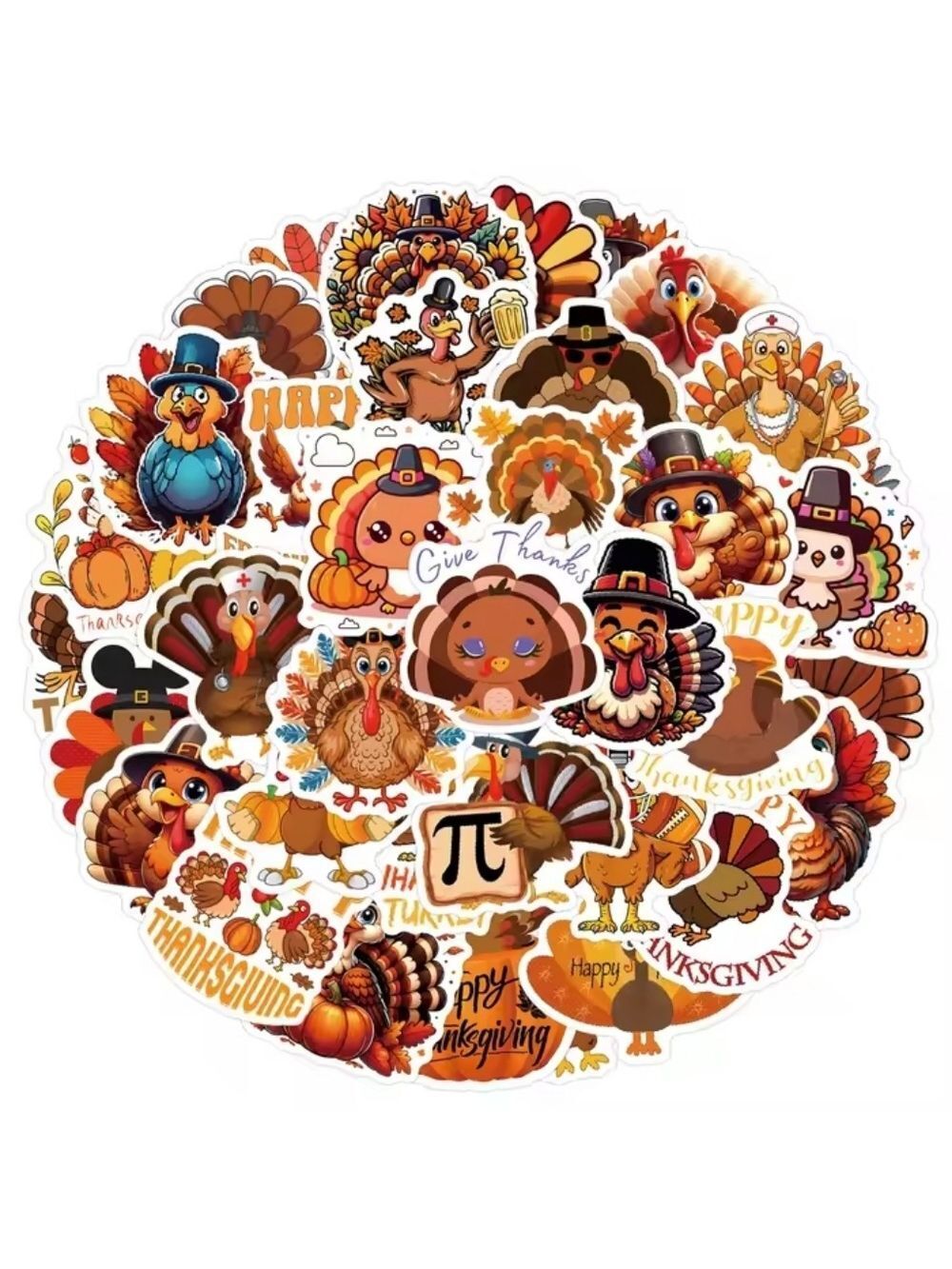 2/$10  30 Piece Thanksgiving Turkey Sticker Set